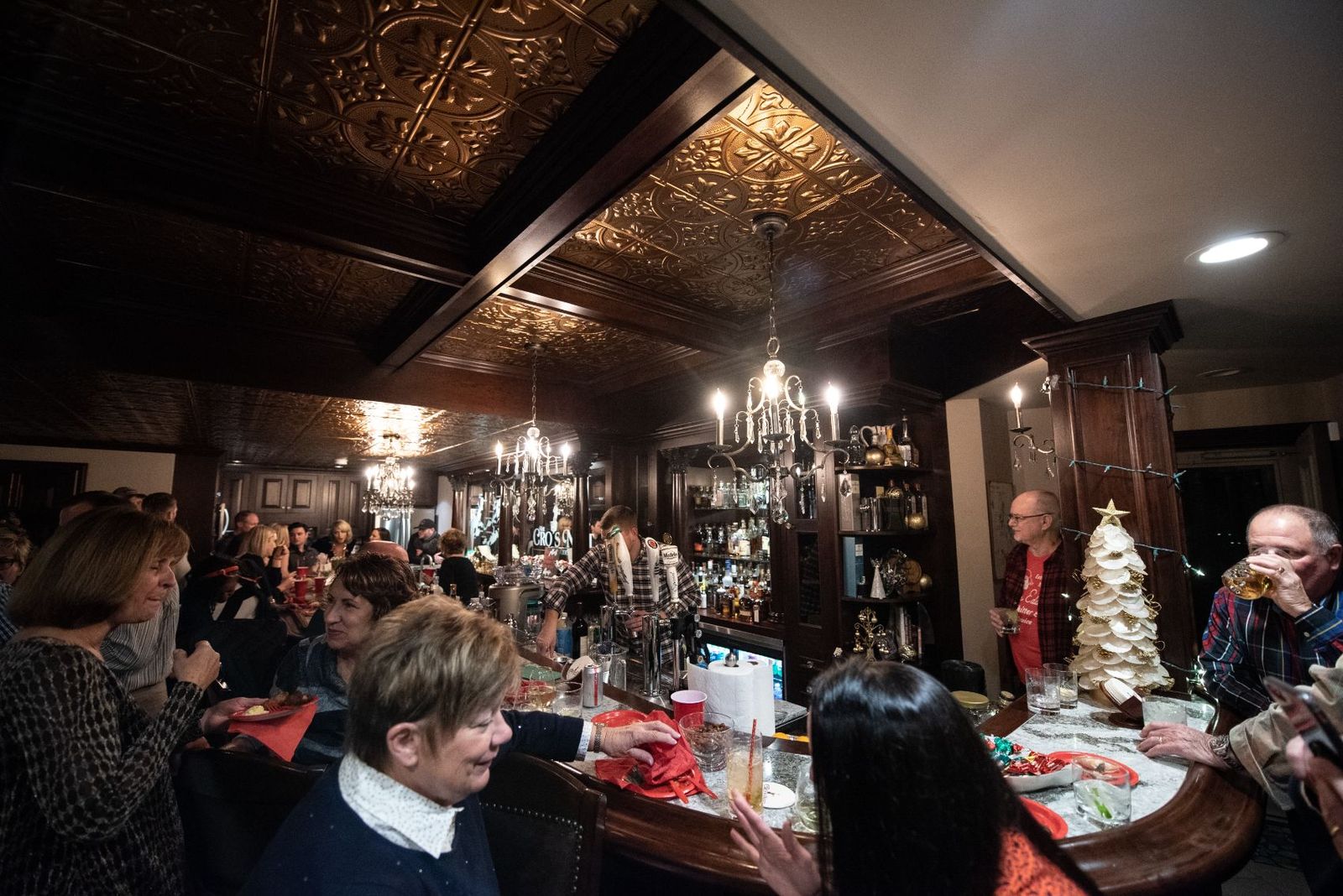 A gathering in the bar room